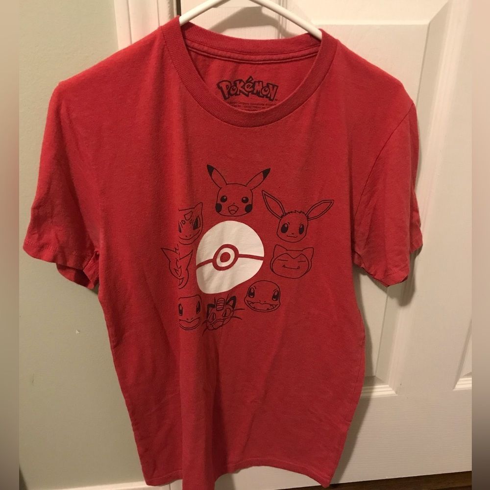 Mens Pokémon t shirt in size S. It is a red shirt with front graphic.